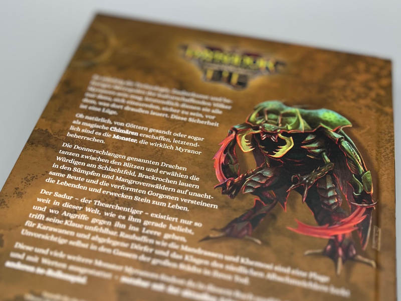 Der Klappentext des Myranor-Monsterhandbuch: Es seien die Monster, die Myranor wirklich beherrschen.